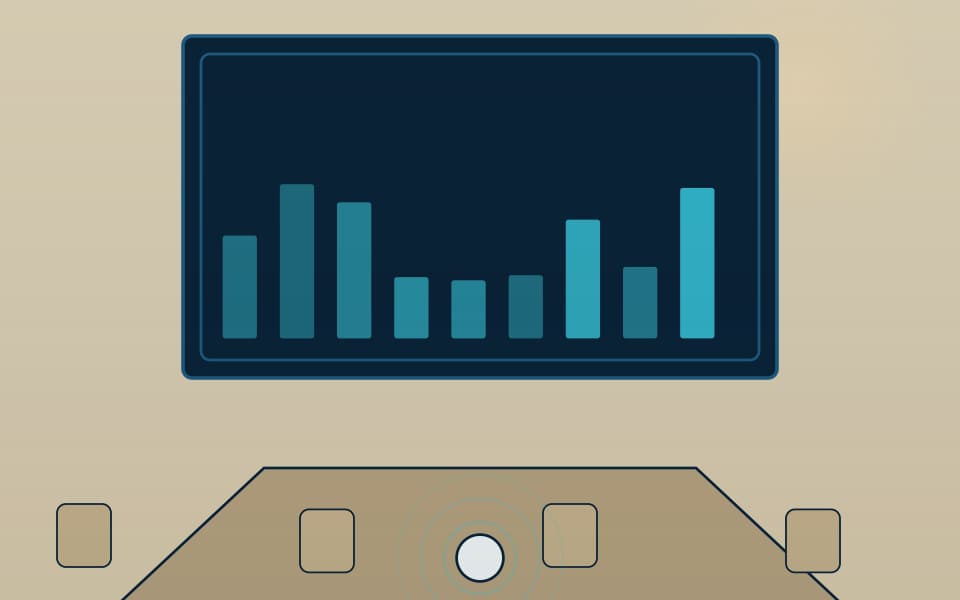 قاعة اجتماعات بشاشة وميكروفون طاولة (تفصيل), نهاراً