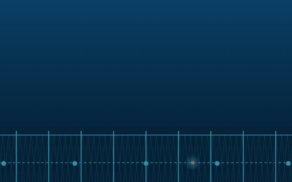Fence line with fibre-optic sensing zones (detail), at night